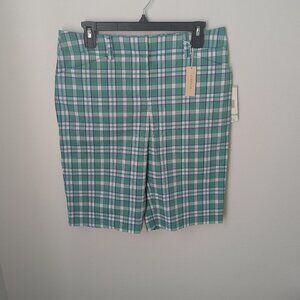 NWT Jones New York Sport Women's Plaid Bermuda Shorts, 8